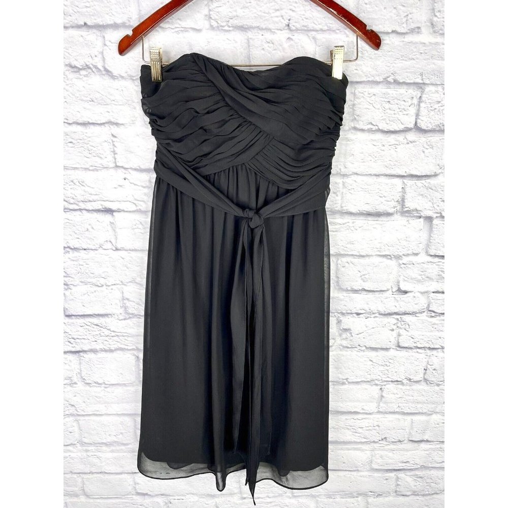 WHBM Women's Black Strapless Chiffon Dress Size 4